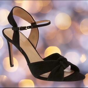 BANANA REPUBLIC Black Suede Knot High Heel Ankle Strap - Size 8